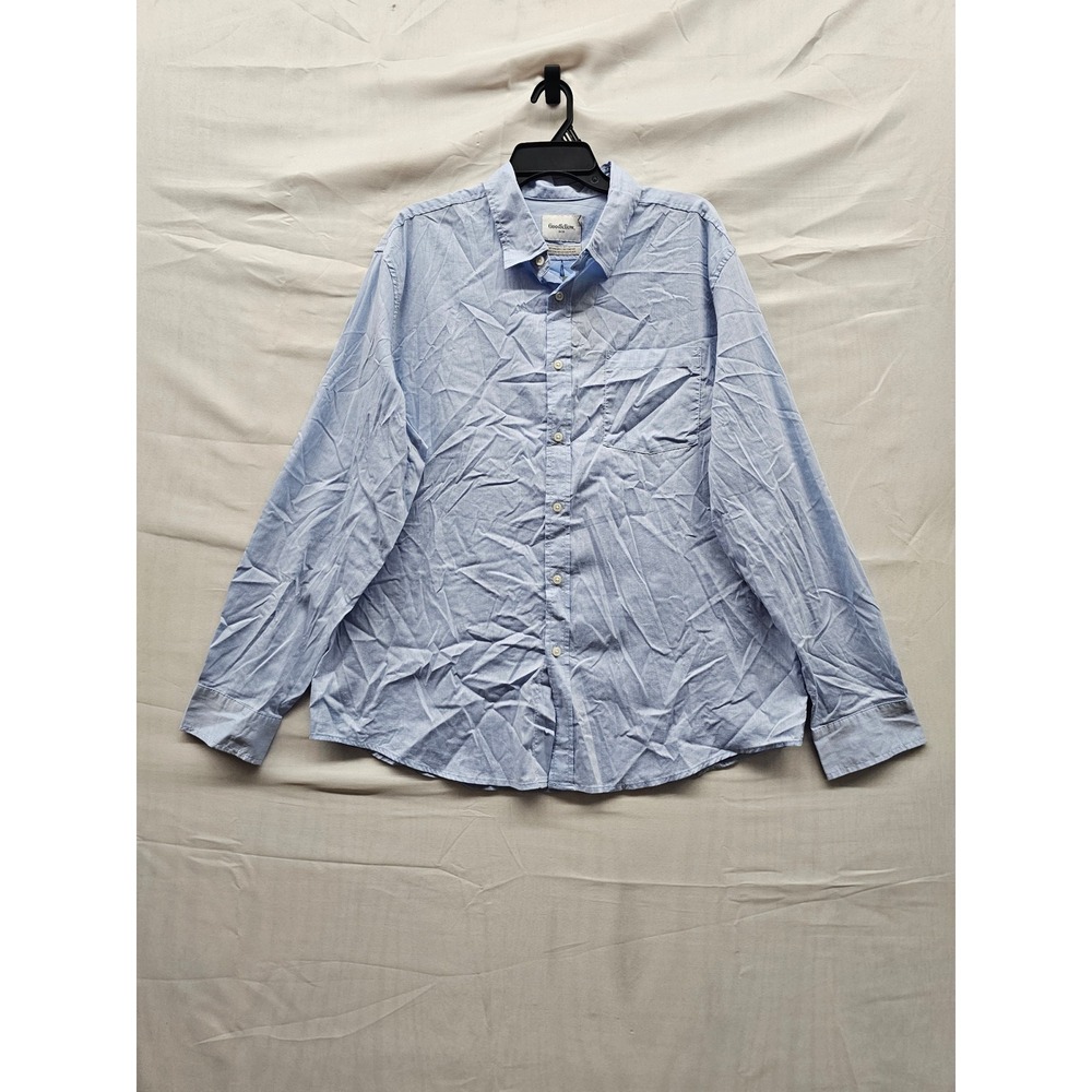 Goodfellow & Co Mens Long Sleeve Button Down Shirt Blue Cotton Casual Size XL